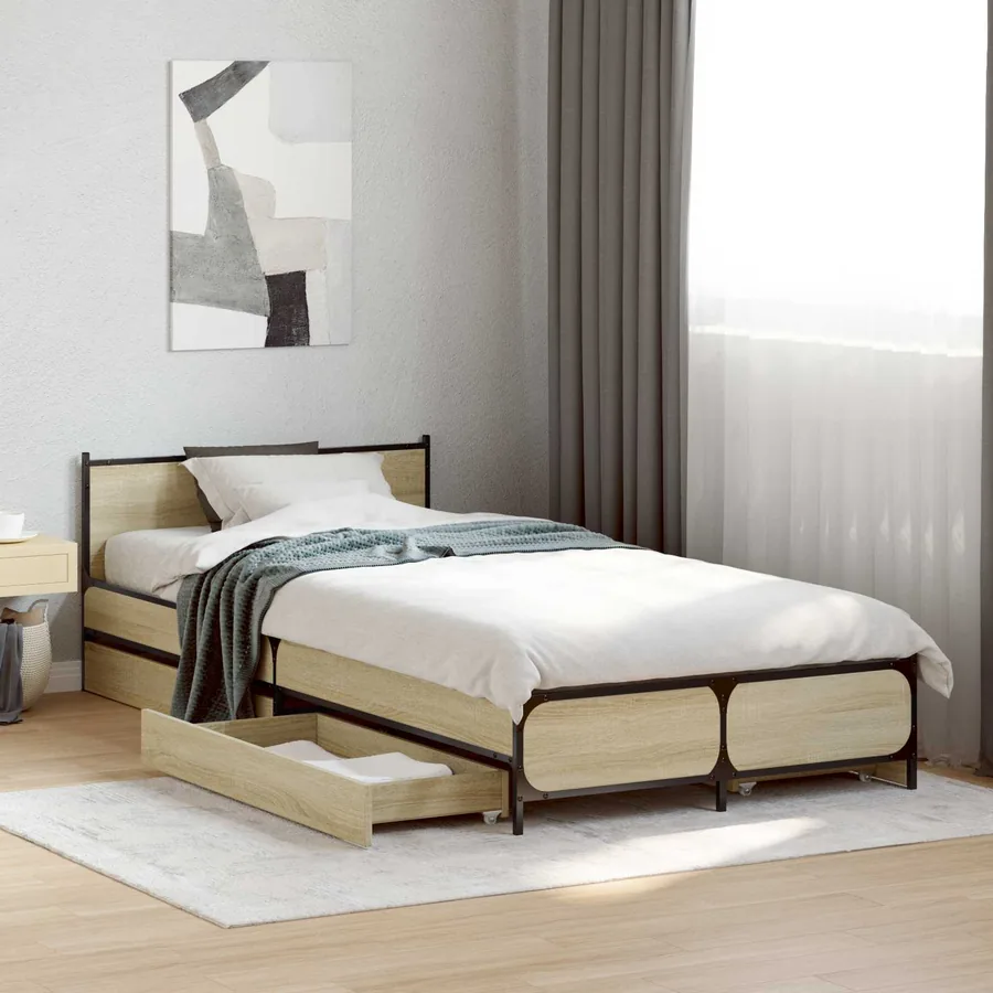 Cadre de lit avec tête de lit Chêne Sonoma 80 x 200 cm