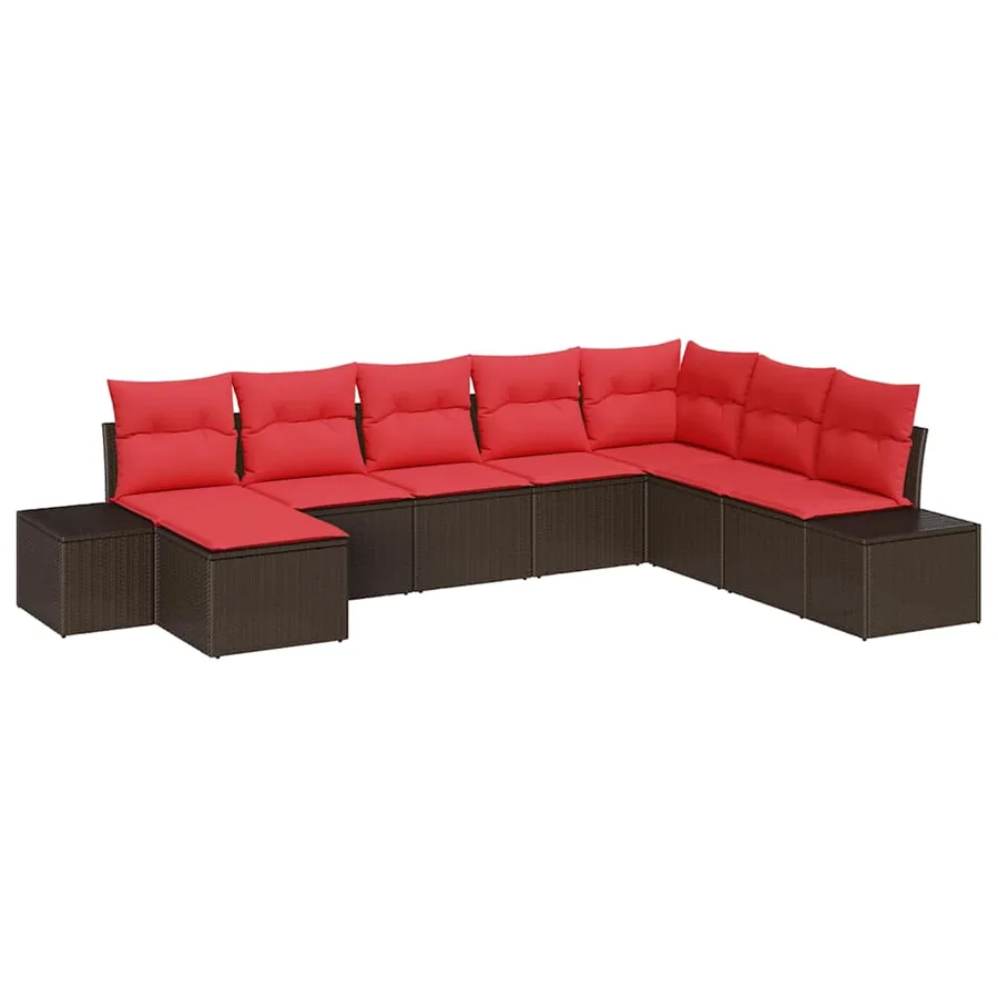 Ensemble de canapé de jardin 8 pcs Marron polyrotin - 2