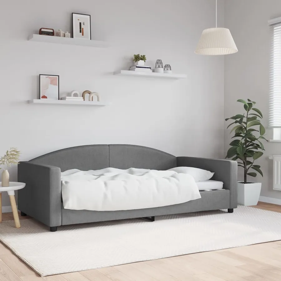 Lit de jour gris foncé 100x190 cm tissu