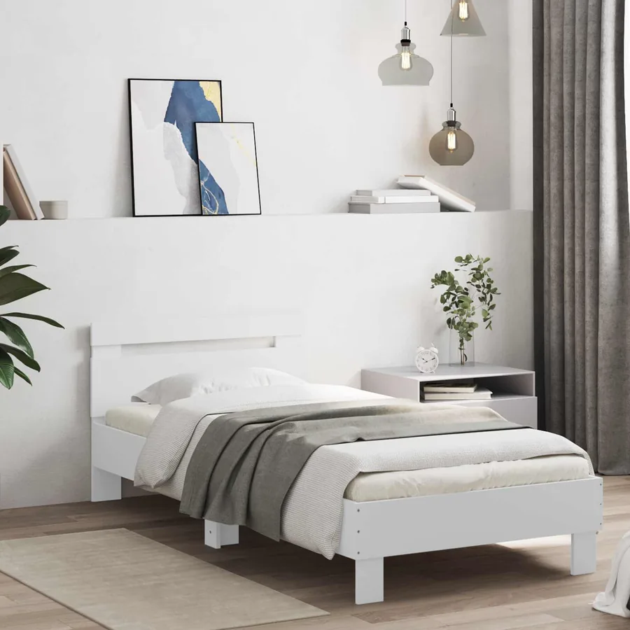 Cadre de lit avec LED Blanc 80 x 200 cm Bois d'ingénierie