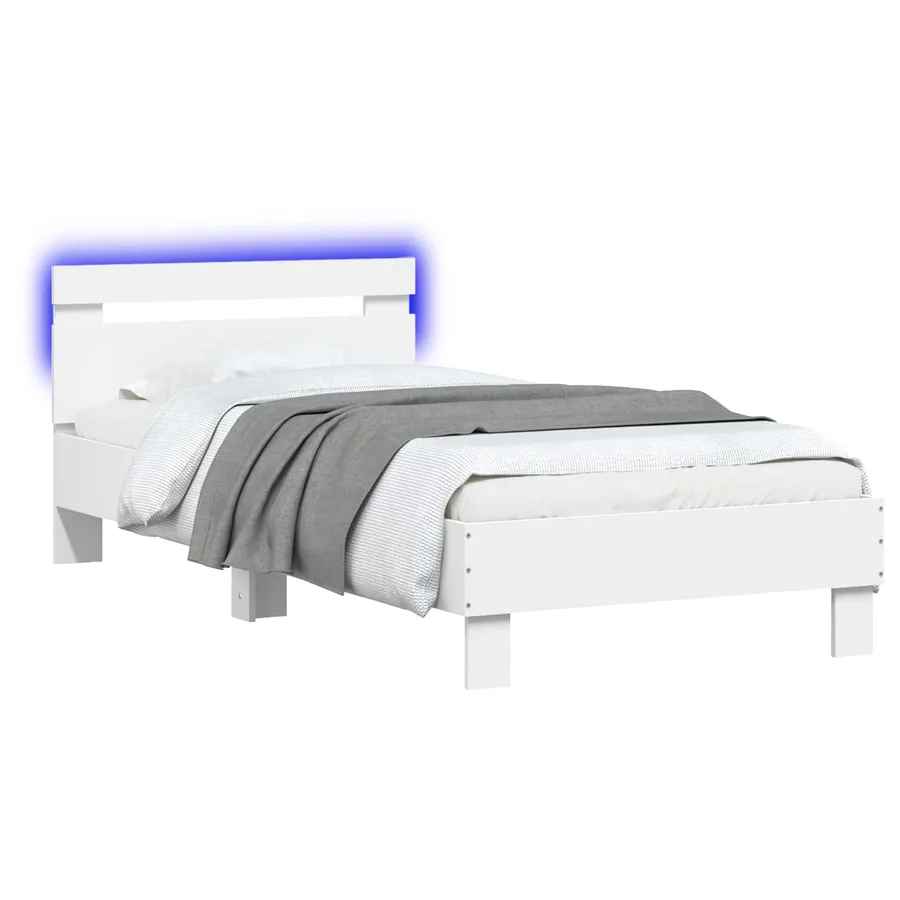 Cadre de lit avec LED Blanc 80 x 200 cm Bois d'ingénierie - 2