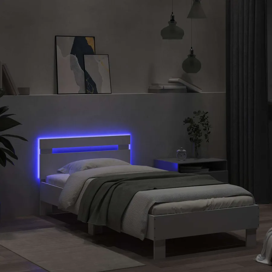 Cadre de lit avec LED Blanc 80 x 200 cm Bois d'ingénierie - 3