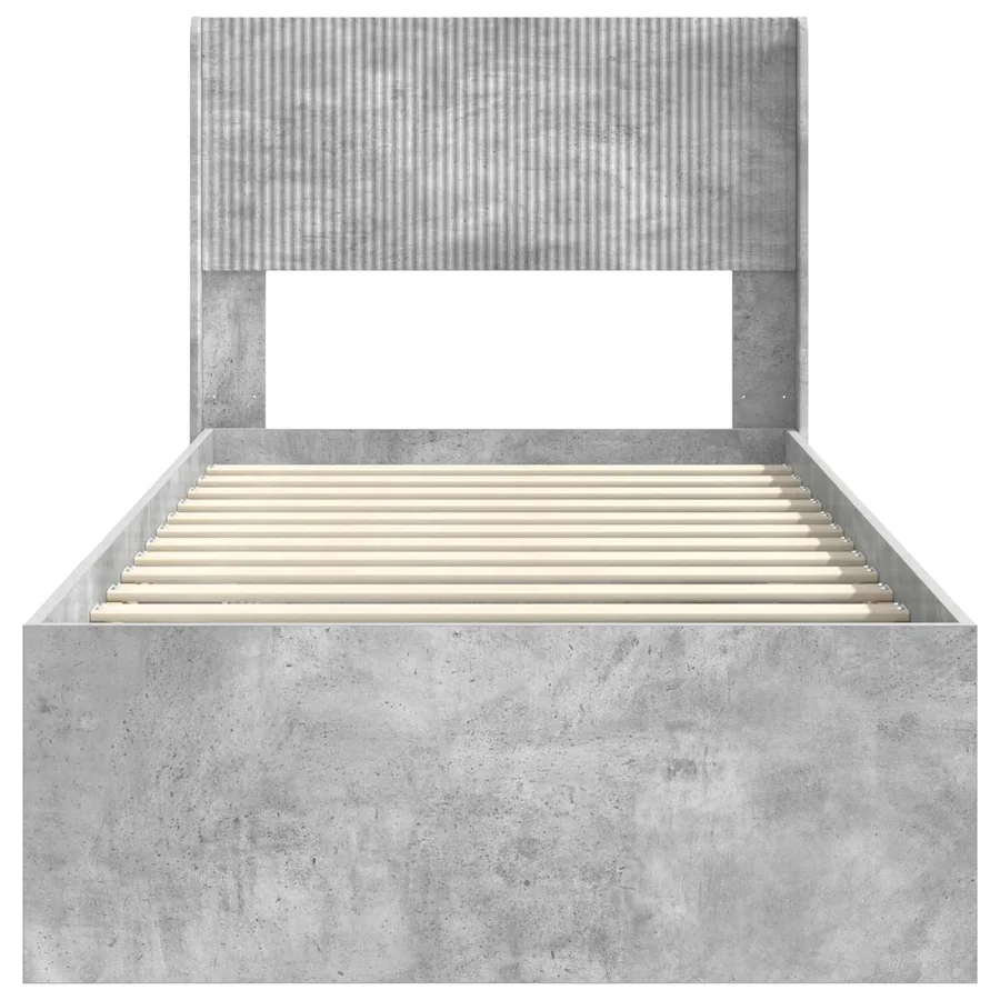 Cadre de lit avec rangement et tête de lit Gris béton - 5