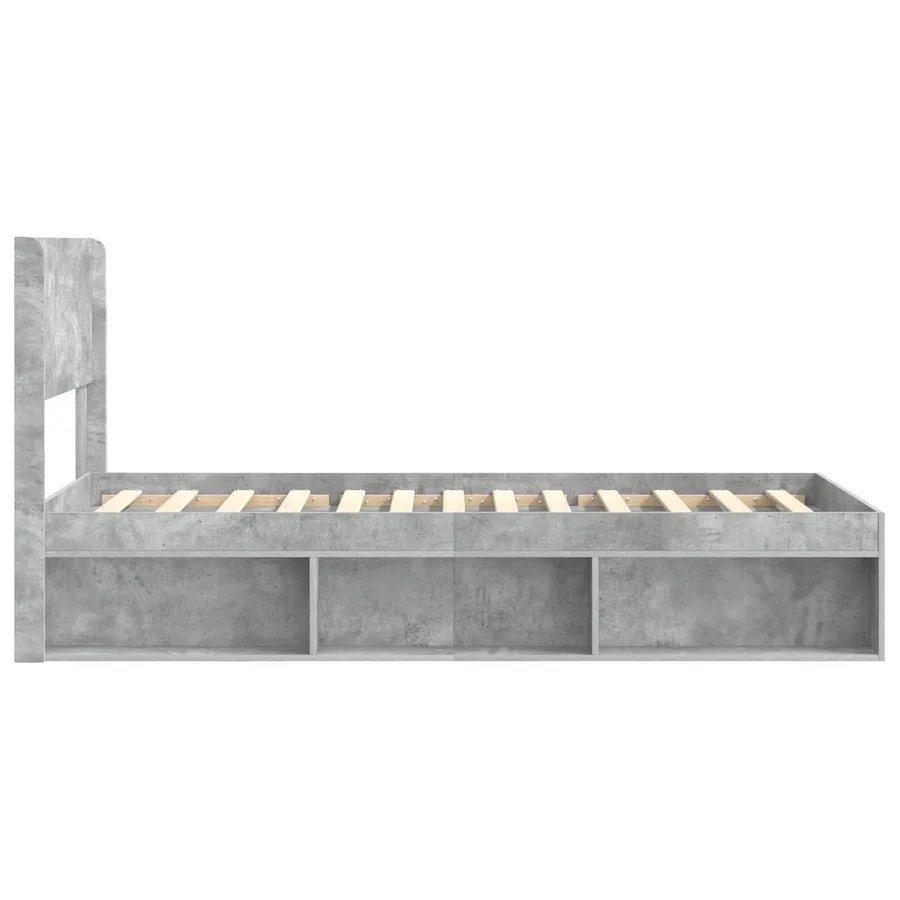Cadre de lit avec rangement et tête de lit Gris béton - 6