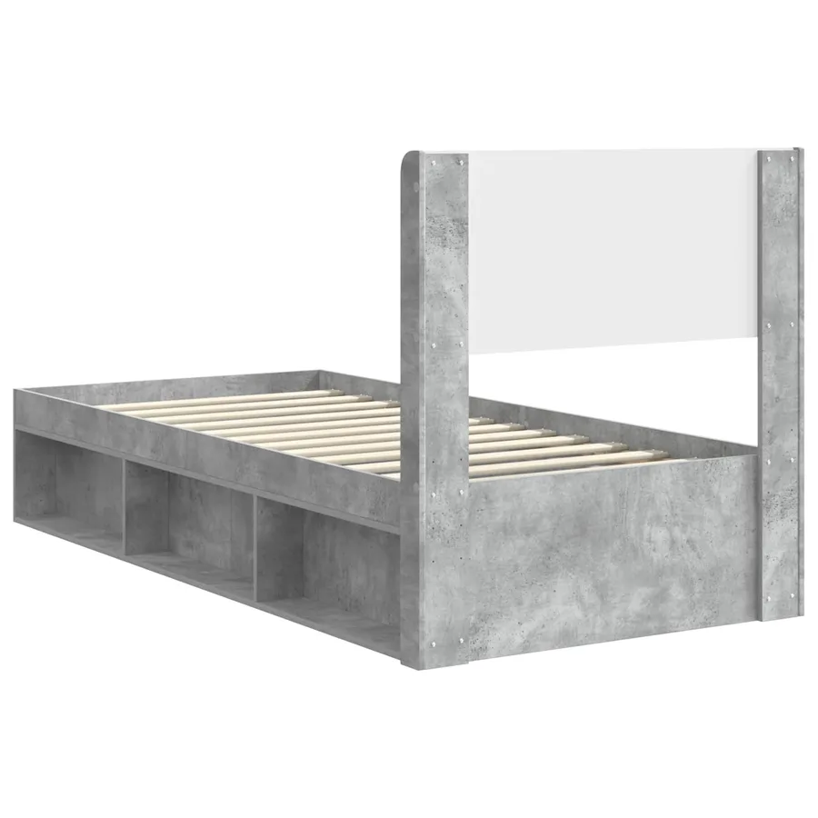 Cadre de lit avec rangement et tête de lit Gris béton - 7
