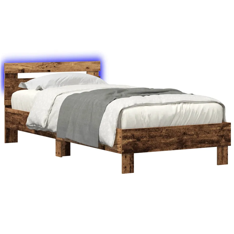 Cadre de lit avec LED Bois ancien 80 x 200 cm Bois d'ingénierie - 2