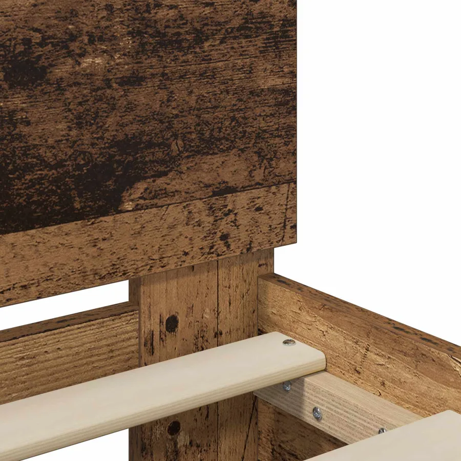 Cadre de lit avec LED Bois ancien 80 x 200 cm Bois d'ingénierie - 7