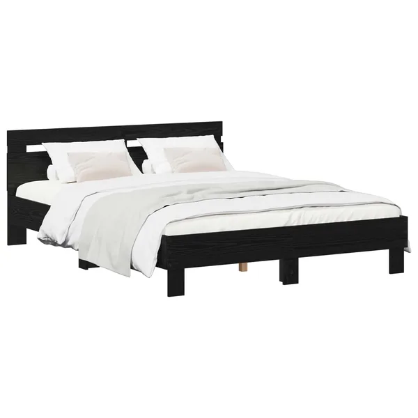 Cadre de lit Chêne noir 135 x 190 cm Bois d'ingénierie