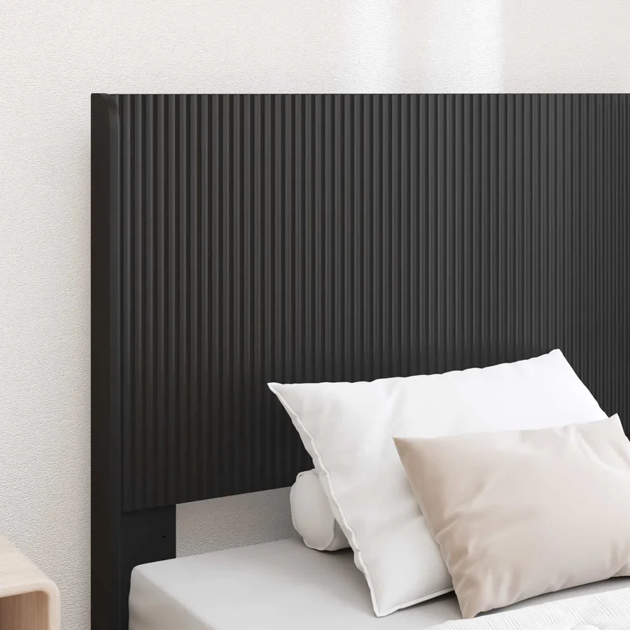 Cadre de lit avec rangement et tête de lit Noir 75 x 190 cm - 3