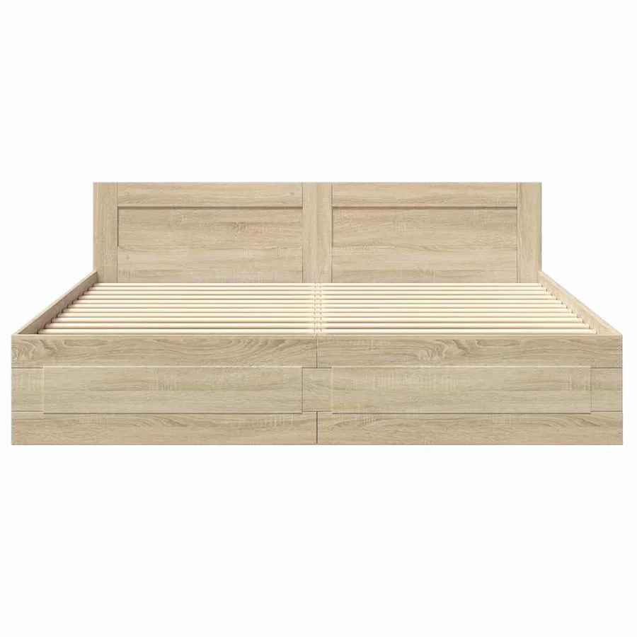 Cadre de lit avec tiroir Sonoma 193 x 203 cm Bois d'ingénierie - 6