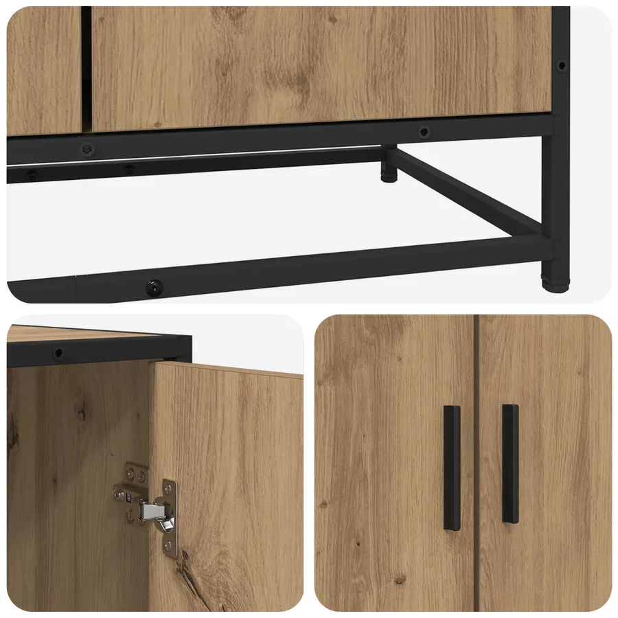 Buffet Chêne artisanal 134 x 35 x 76 cm Bois d'ingénierie - 7