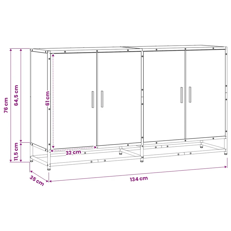 Buffet Chêne artisanal 134 x 35 x 76 cm Bois d'ingénierie - 9