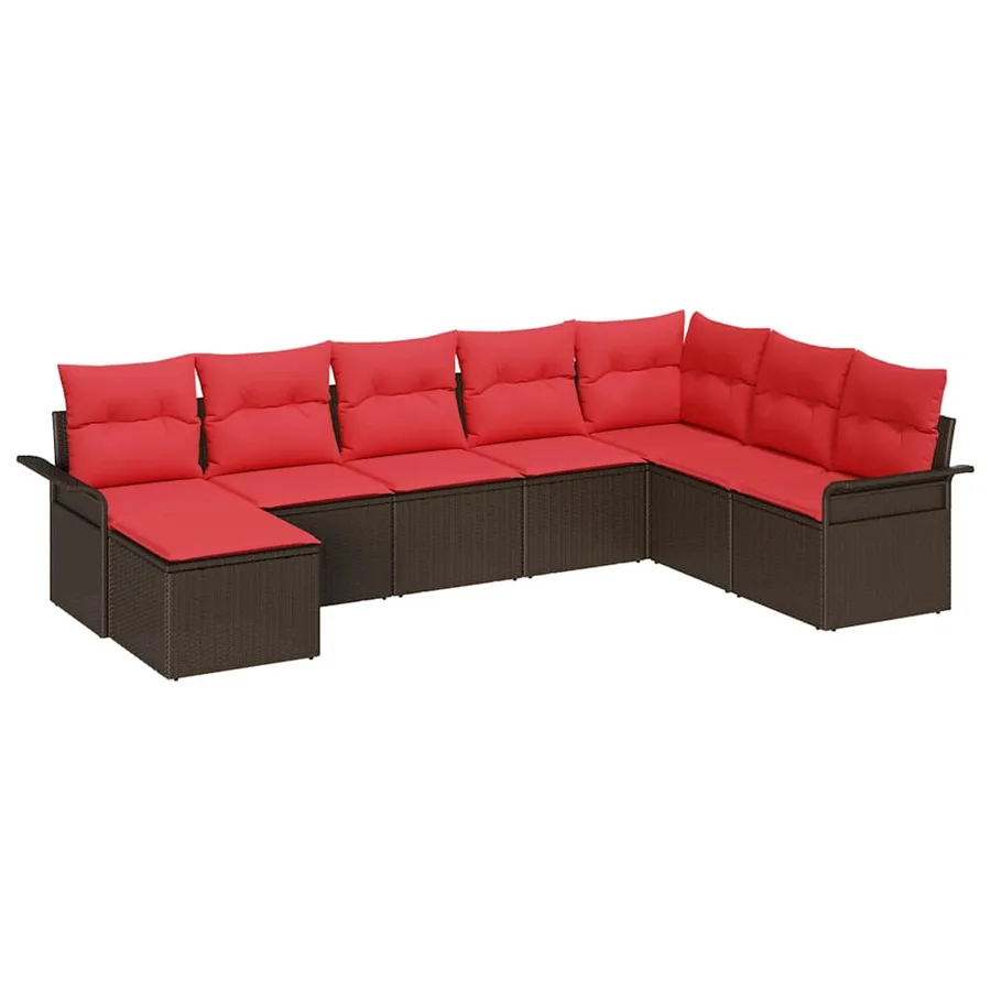 Ensemble de canapé de jardin 8 pcs Marron polyrotin - 2