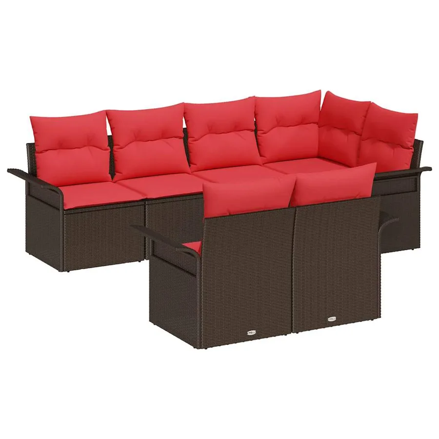 Ensemble de canapé de jardin 7 pcs Marron polyrotin - 2