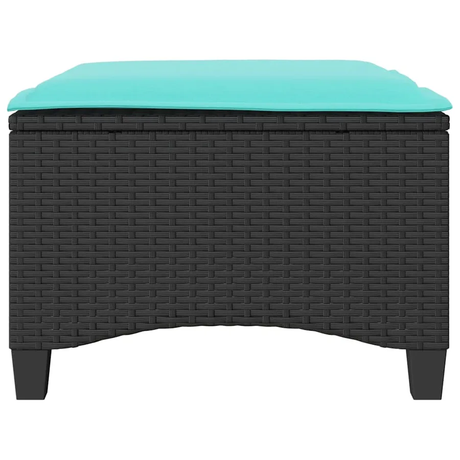 Tabourets jardin coussins 2 pcs noir 55x55x36 cm résine tressée - 4