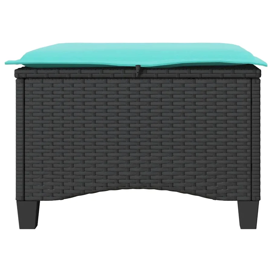 Tabourets jardin coussins 2 pcs noir 55x55x36 cm résine tressée - 5