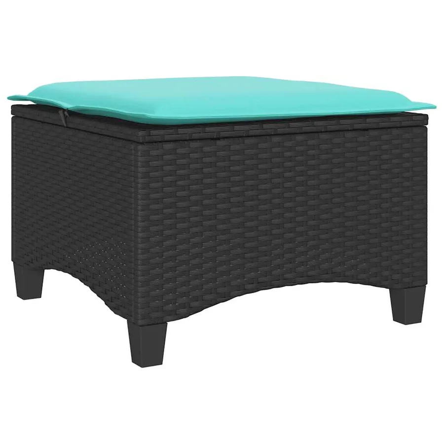 Tabourets jardin coussins 2 pcs noir 55x55x36 cm résine tressée - 6
