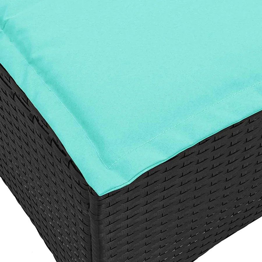 Tabourets jardin coussins 2 pcs noir 55x55x36 cm résine tressée - 7