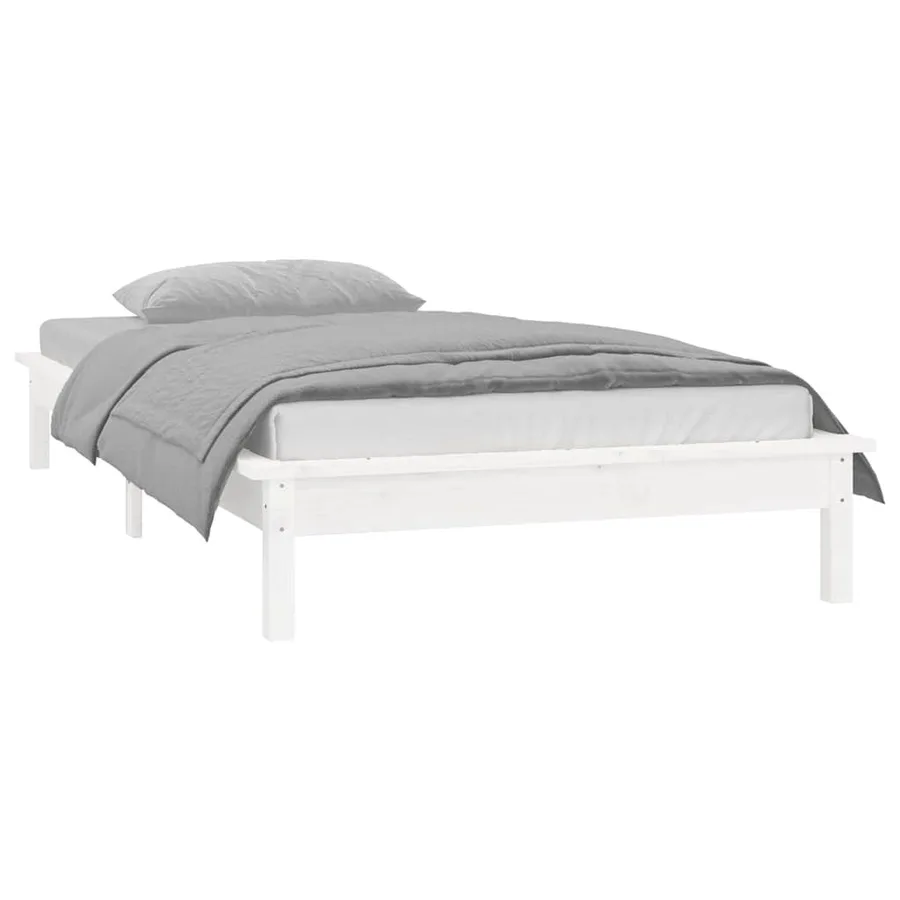 Cadre de lit à LED sans matelas blanc 90x200 cm bois massif - 2