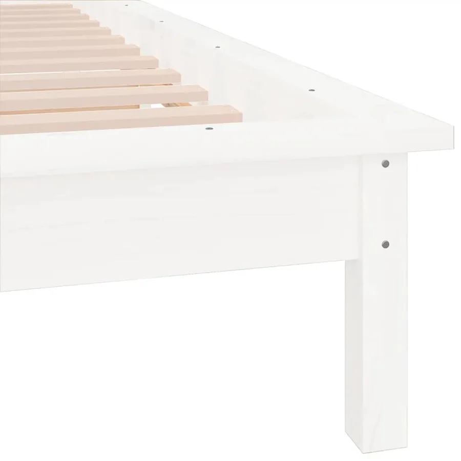 Cadre de lit à LED sans matelas blanc 90x200 cm bois massif - 8