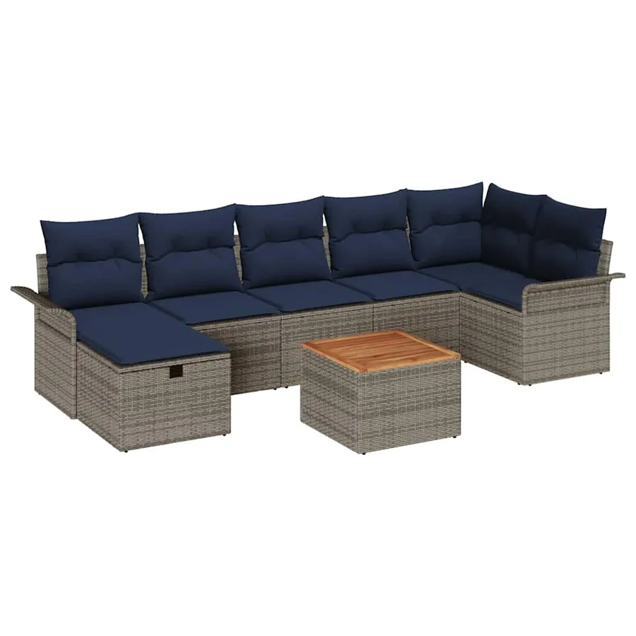 Ensemble de canapé de jardin avec coussin 8 pcs Gris polyrotin - 2