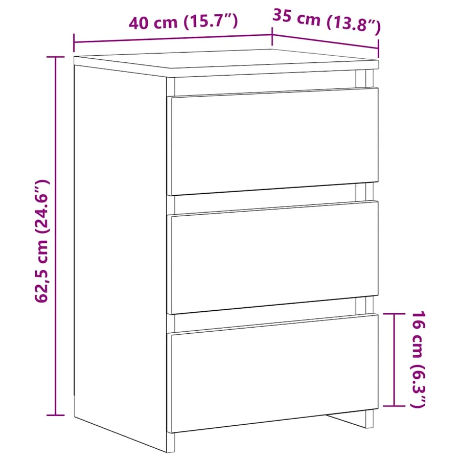 Tables de chevet 2pcs Chêne fumé 40x35x62,5cm Bois d'ingénierie - 8
