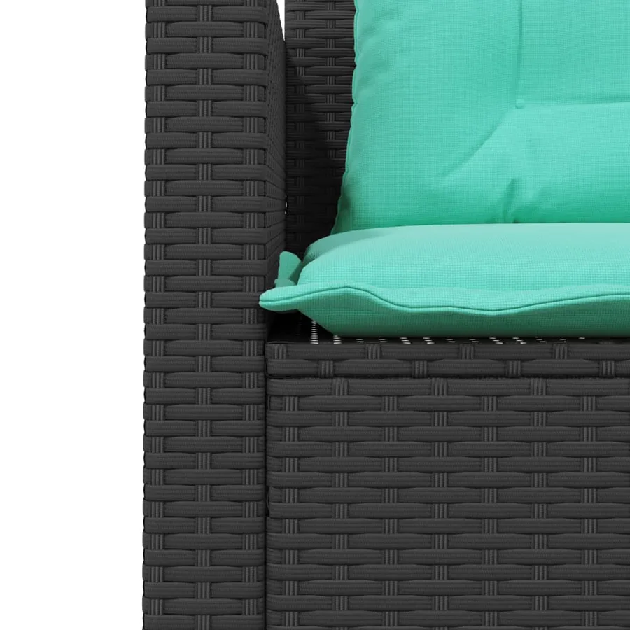 Canapé de jardin avec table et coussins en forme de L noir - 9