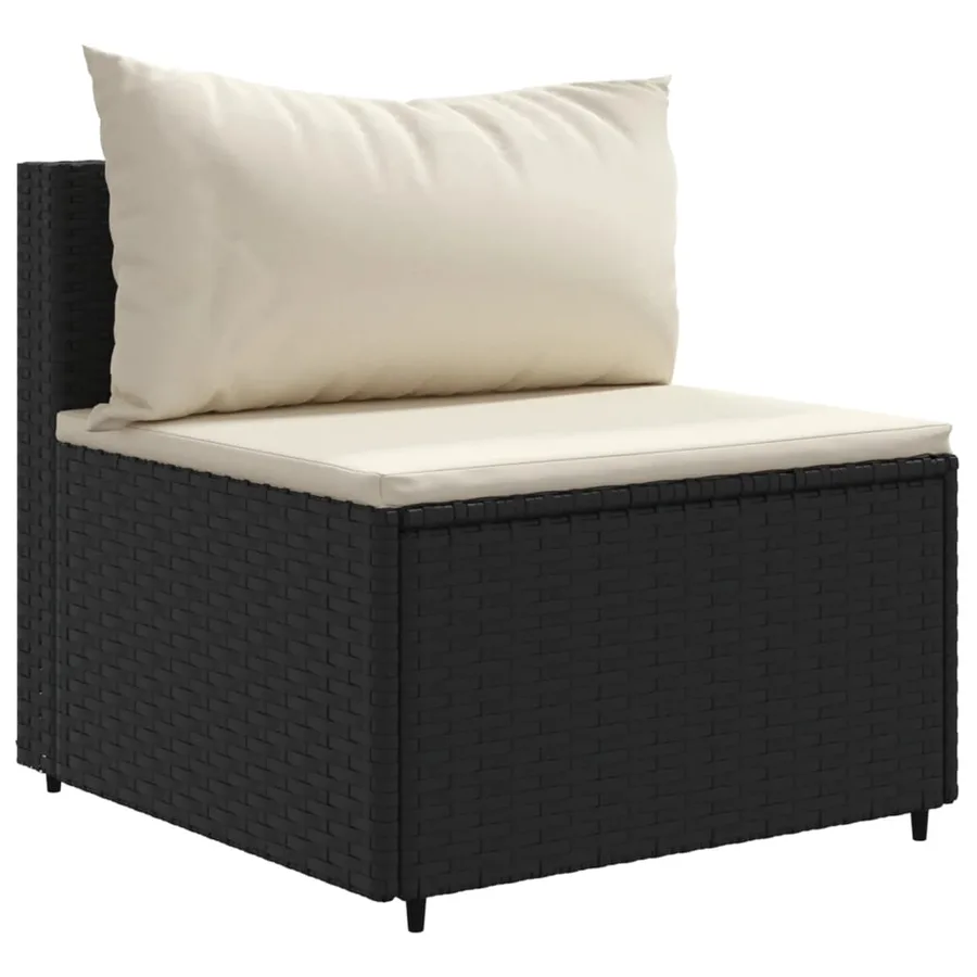Salon de jardin 11 pcs avec coussins noir résine tressée - 4