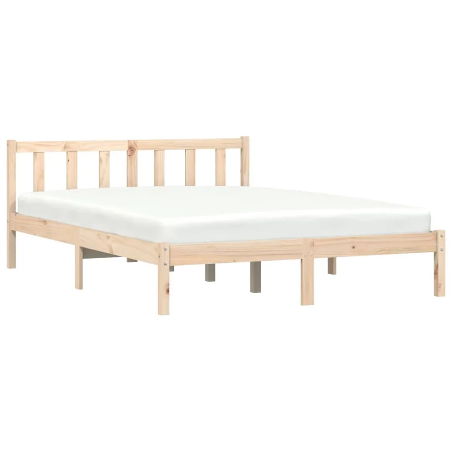 Cadre de lit Naturel 152 x 203 cm Bois de Pin Massif - 2