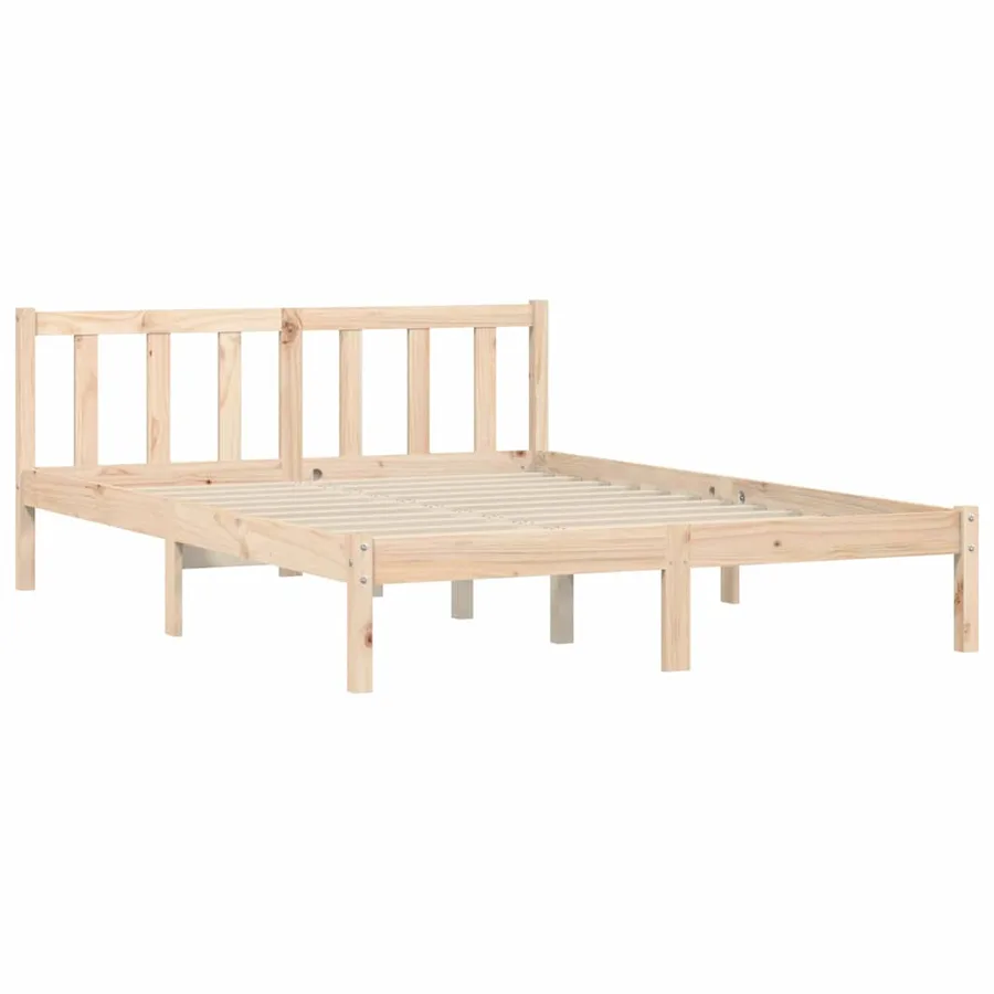 Cadre de lit Naturel 152 x 203 cm Bois de Pin Massif - 3