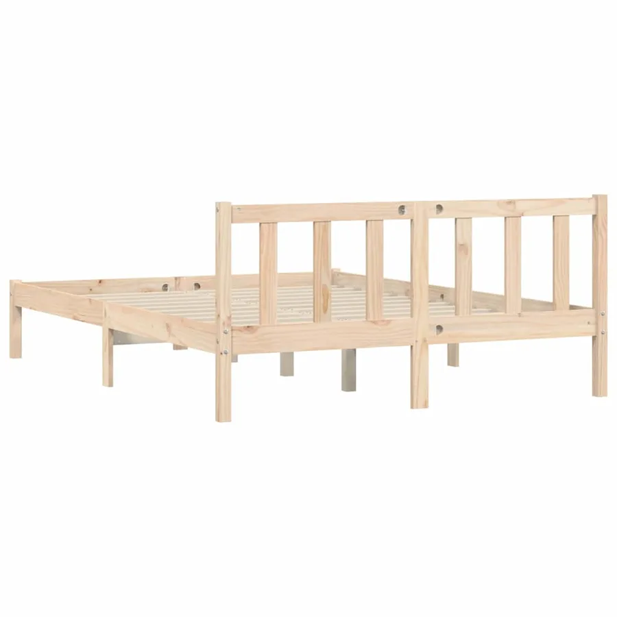 Cadre de lit Naturel 152 x 203 cm Bois de Pin Massif - 6