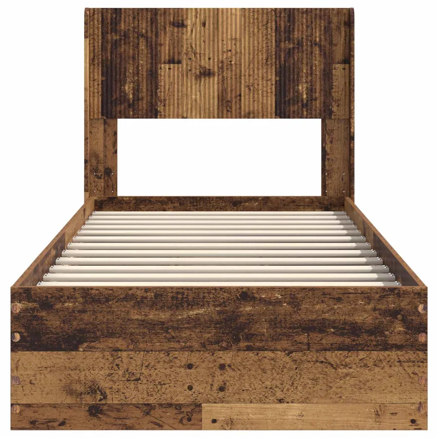 Cadre de lit avec rangement et tête de lit Bois ancien - 6