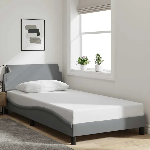 Cadre de lit Dover gris clair 100x190 cm tissu