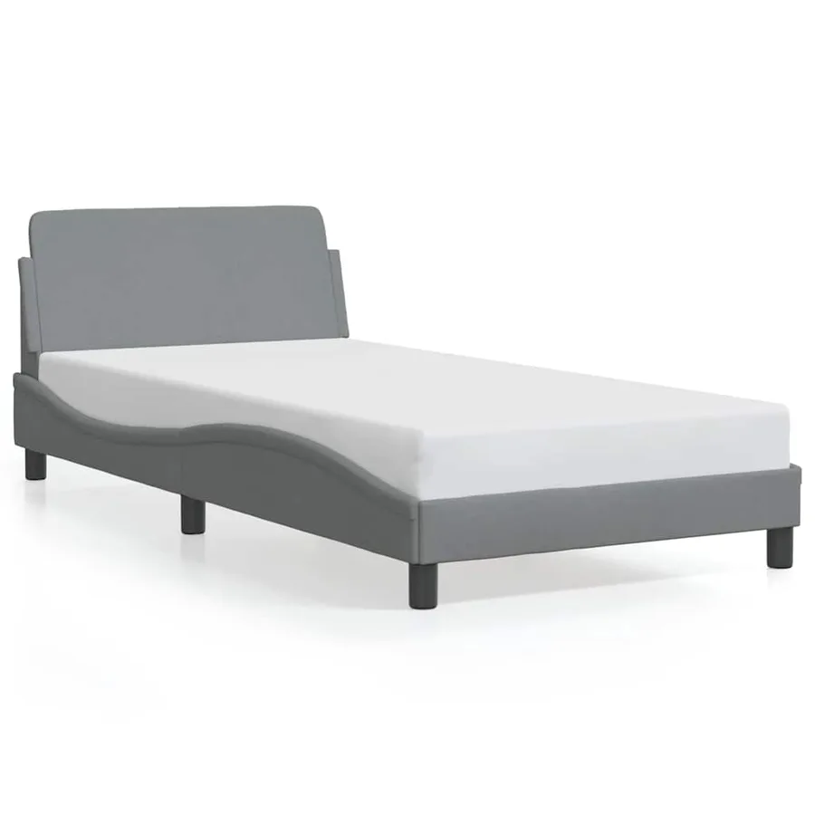 Cadre de lit Dover gris clair 100x190 cm tissu - 2