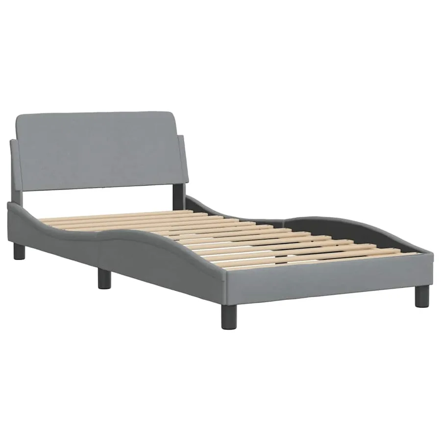 Cadre de lit Dover gris clair 100x190 cm tissu - 3