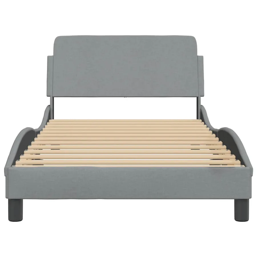 Cadre de lit Dover gris clair 100x190 cm tissu - 4