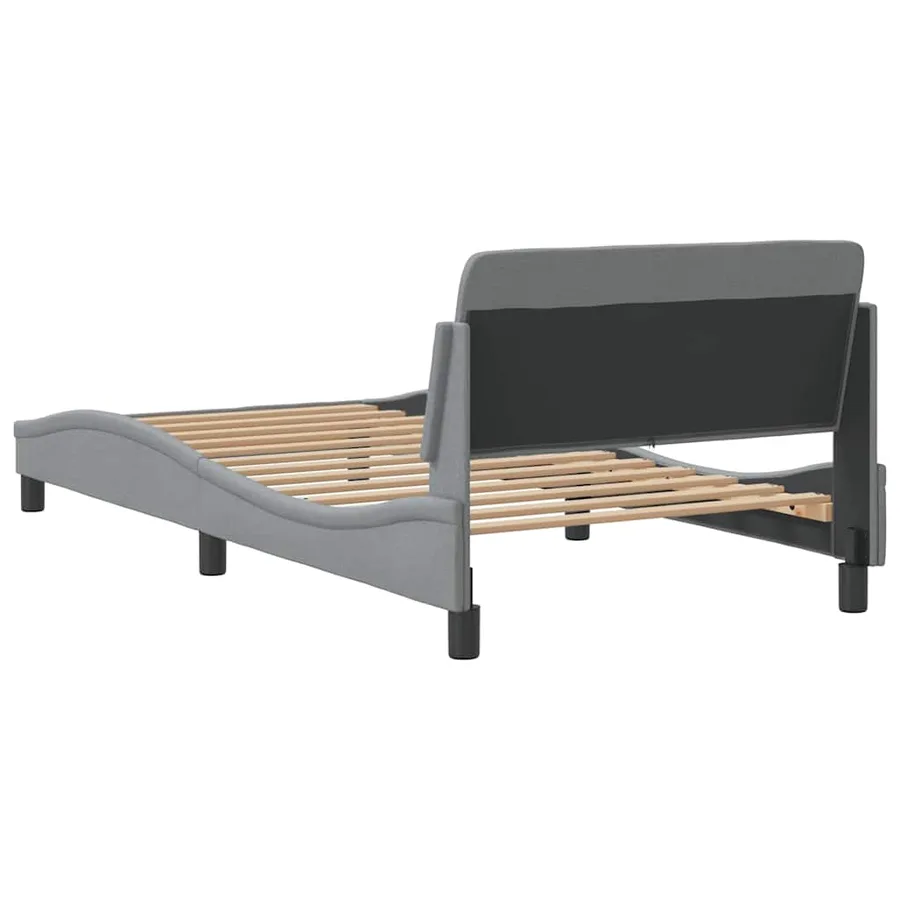 Cadre de lit Dover gris clair 100x190 cm tissu - 6