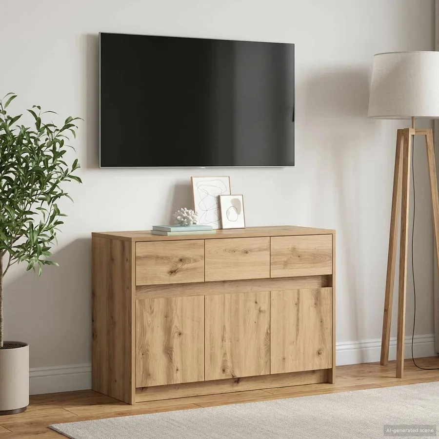 Meuble TV 91 x 34 x 61 cm Chêne artisanal Bois d'ingénierie