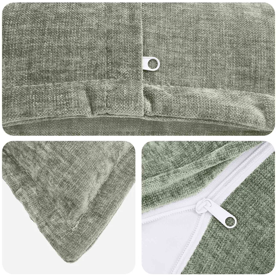 Housse de coussin 2 pcs HEERLEN Vert 40 x 145 cm Tissu Chenille - 4