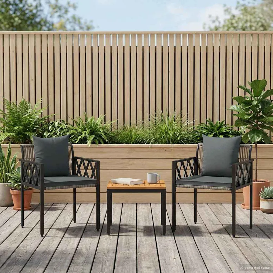 Ensemble de meubles d'extérieur 3 pcs Gris et Gris foncé