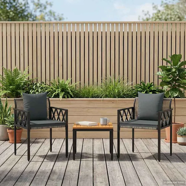 Ensemble de meubles d'extérieur 3 pcs Gris et Gris foncé