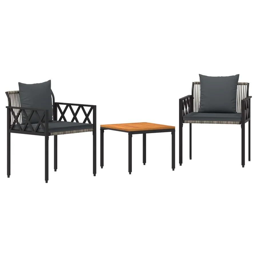 Ensemble de meubles d'extérieur 3 pcs Gris et Gris foncé - 2