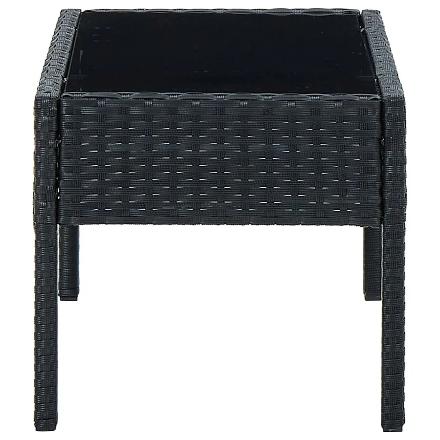 Table de jardin Noir 75x40x37 cm Résine tressée - 3