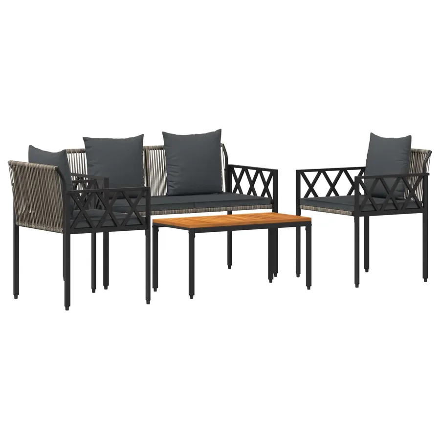 Ensemble de meubles d'extérieur 4 pcs Gris et Gris foncé - 2