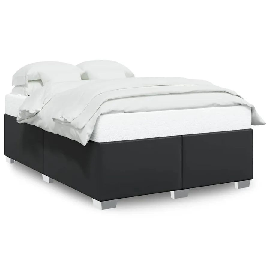 Cadre de lit sans matelas noir format Queen en similicuir - 2