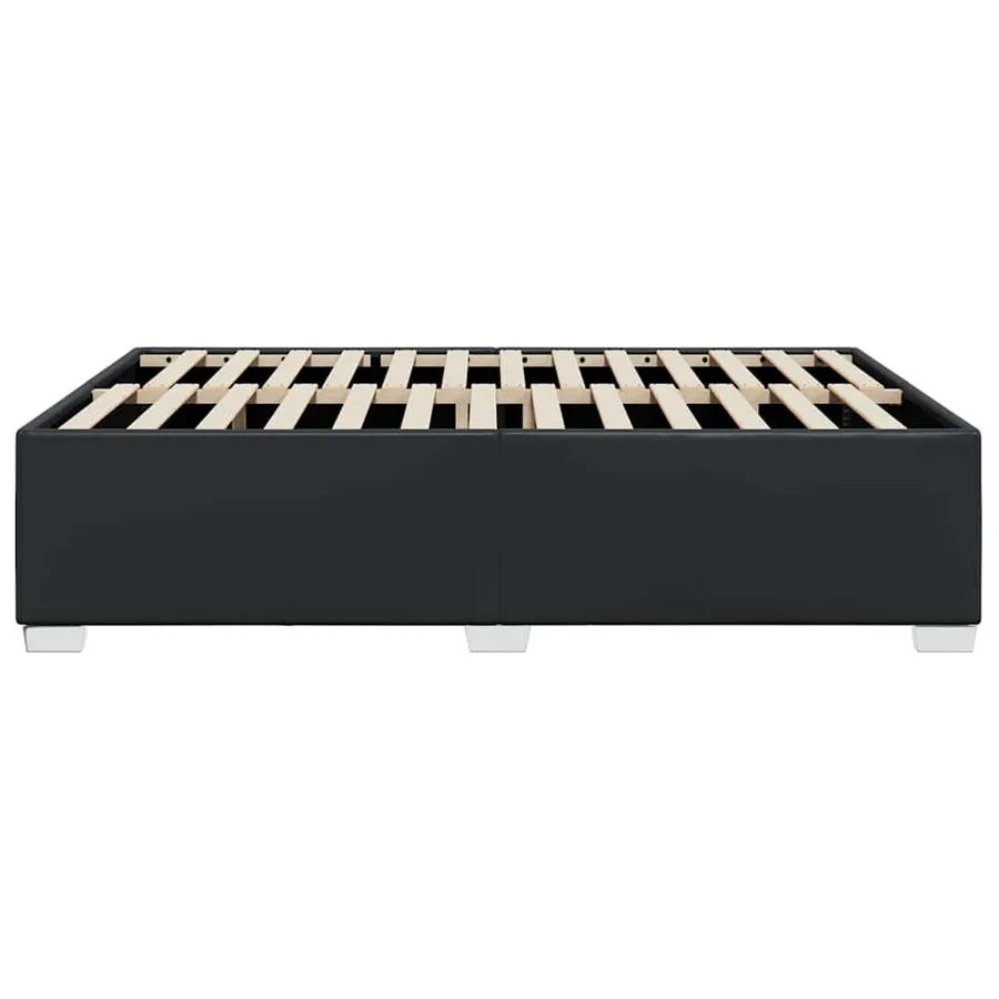 Cadre de lit sans matelas noir format Queen en similicuir - 5