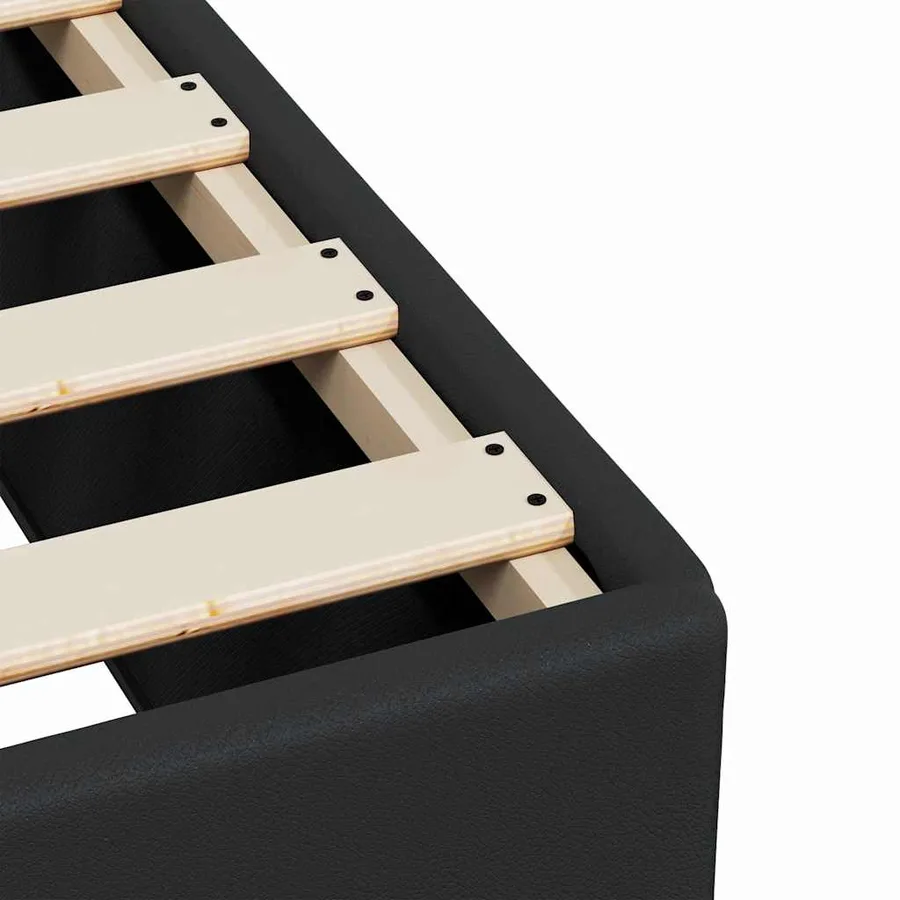 Cadre de lit sans matelas noir format Queen en similicuir - 7