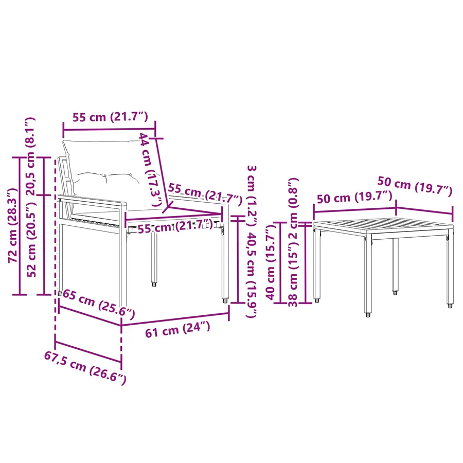 Ensemble de meubles d'extérieur 3 pcs Gris foncé polyrotin - 11