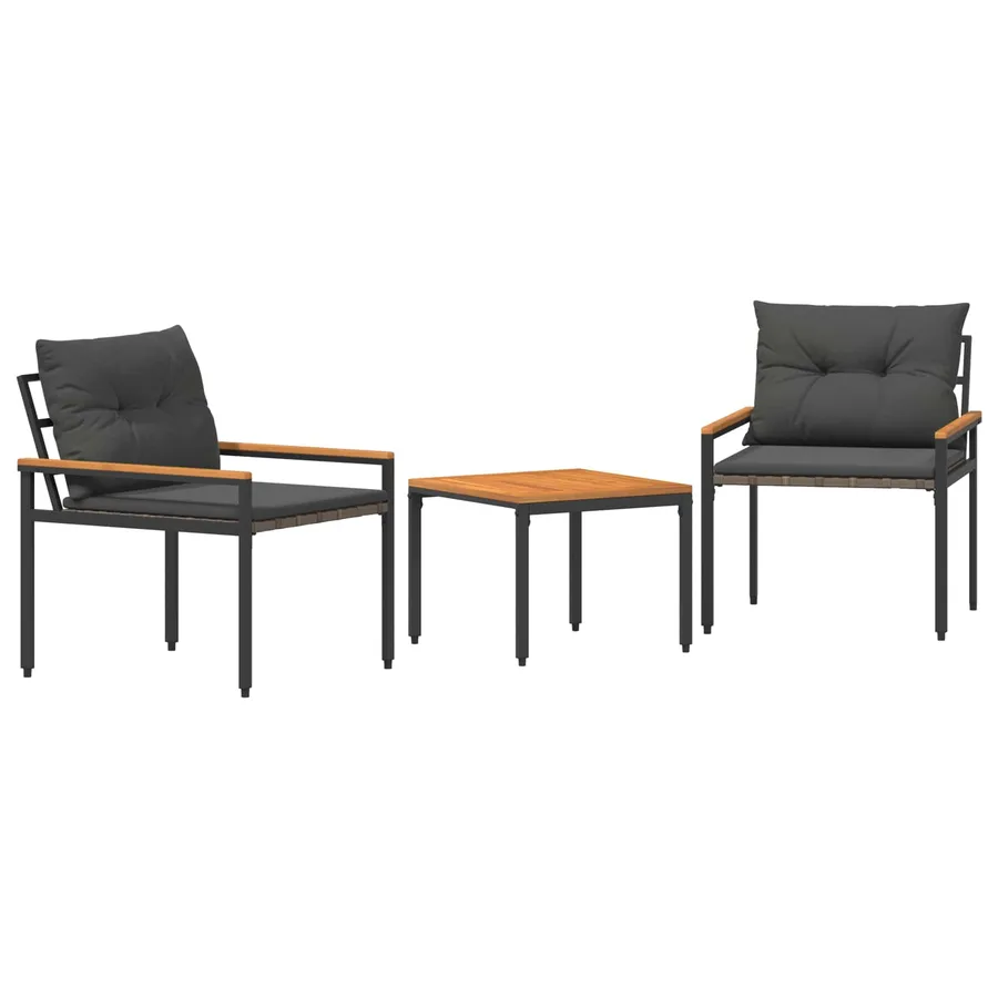 Ensemble de meubles d'extérieur 3 pcs Gris foncé polyrotin - 2
