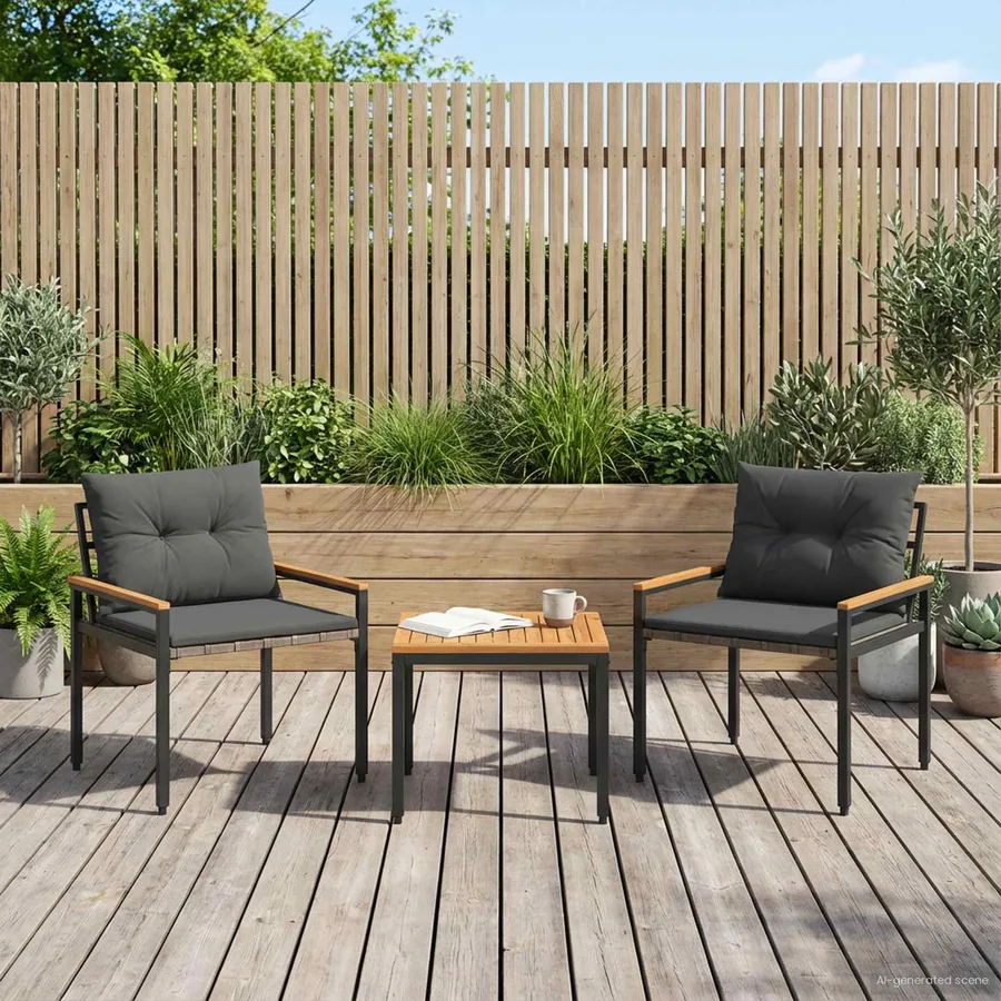 Ensemble de meubles d'extérieur 3 pcs Gris foncé polyrotin - 3